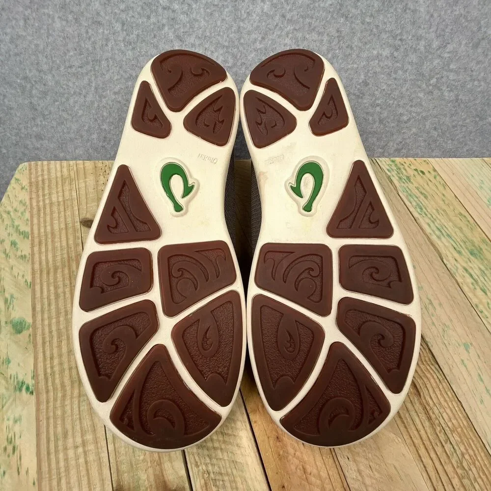 Olukai Nohea Mesh Loafers Mens Sz 9 Mustang Lime Peel Brown Slip On Casual Shoes
